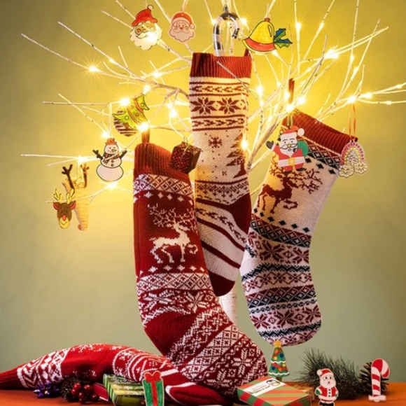 🎅 4 Pack Gorgeous Knit Stockings🎄 Brand New - Picture 3 of 13